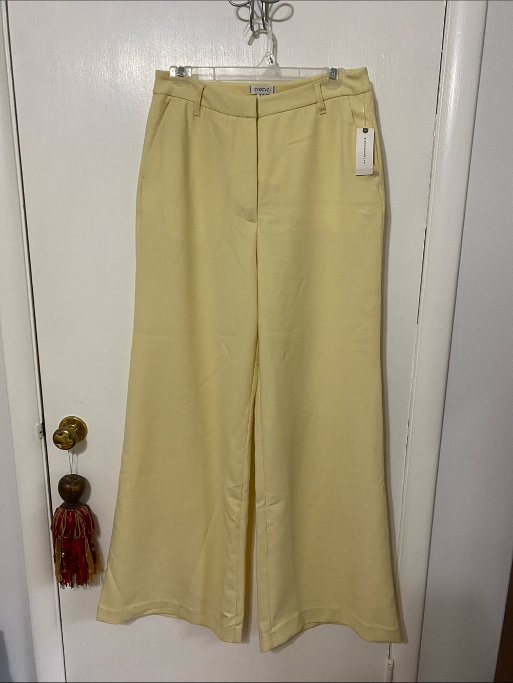 Maeve Pale Yellow Boot-Cut Trousers